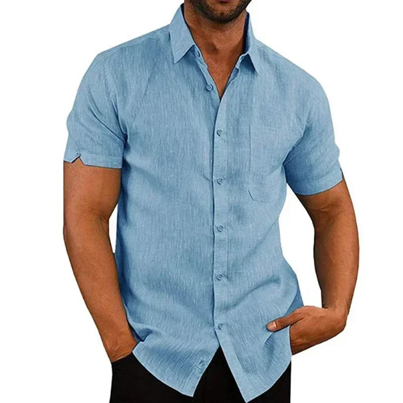 Męska Koszula Casual | Koszula z Krótkim Rękawem Na Guziki | Regularny Krój | Elegancki Styl Na Co Dzień