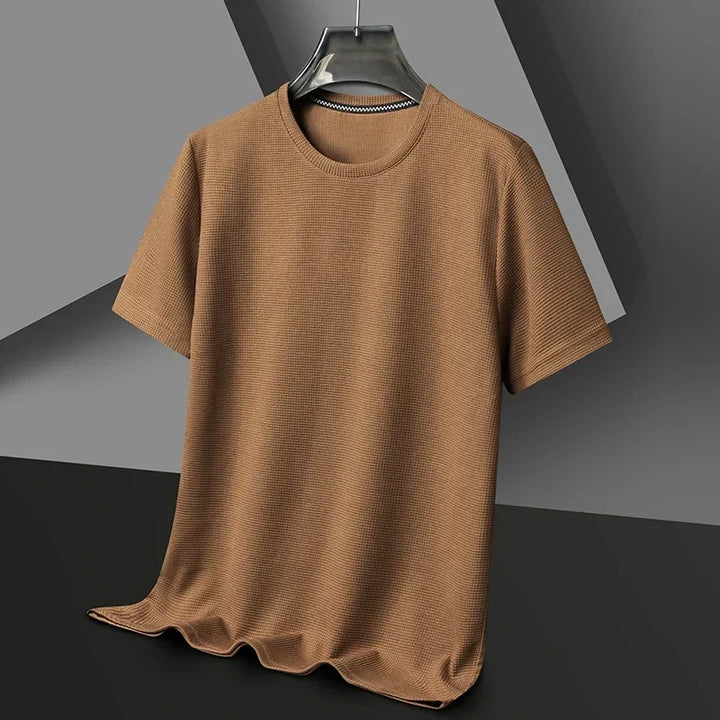 Bastien | Męski Teksturowany T-Shirt o Regularnym Kroju z Okrągłym Dekoltem