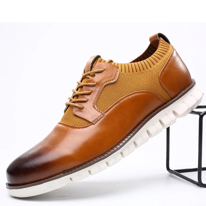 Cedric | Męskie Sznurowane Sneakersy Low Top z Kontrastową Podeszwą