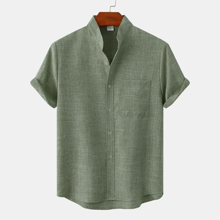 Męska Koszula z Krótkim Rękawem i Stójką | Styl Smart Casual