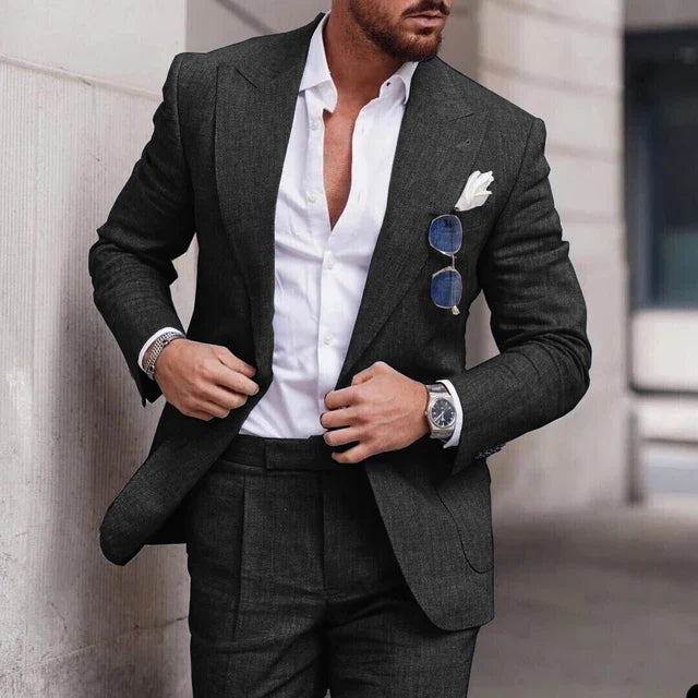 Męski Garnitur Ślubny Slim Fit Jednorzędowy | Formalny