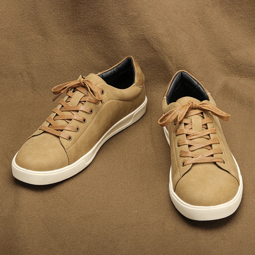 Men's Minimalist Lace-Up Sneakers with Contrasting Sole | Casual Fit