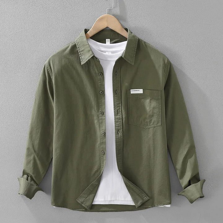 Męska Koszula na Guziki z Długim Rękawem Slim Fit | Vintage