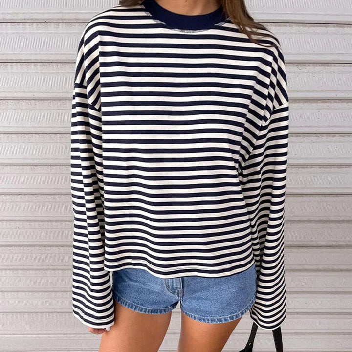 Women's Oversized Striped Sweatshirt Long Sleeve Crew Neck Sweatshirt | Stripes