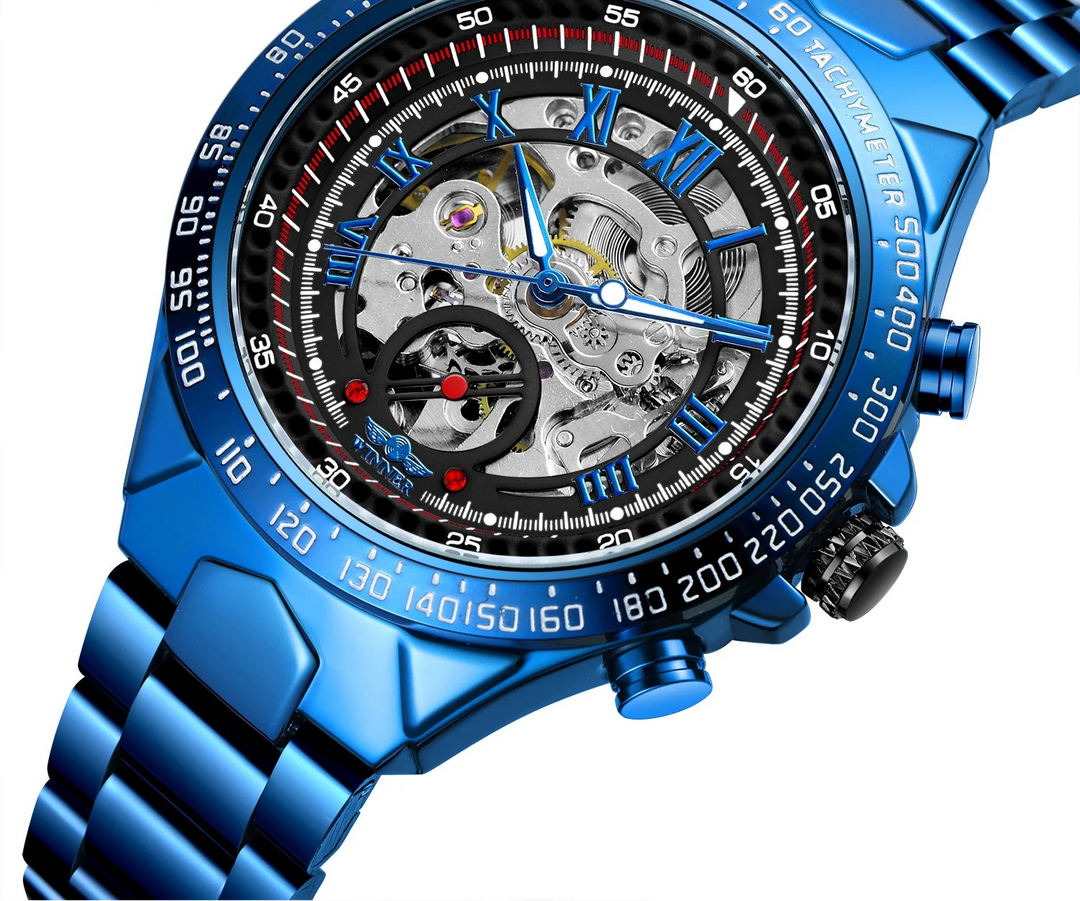 Men's Automatic Watch | Round Case | Skeleton Movement | Sporty-Elegant Style