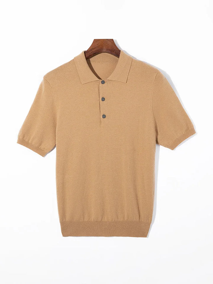 Męski Top Polo z Krótkim Rękawem, Guzikami i Wykładanym Kołnierzykiem | Elegancki Styl