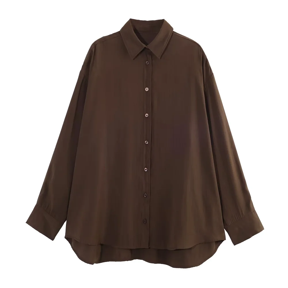 Women's Long Sleeve Shirt Stripes Collar Buttons Shirt | Oversize