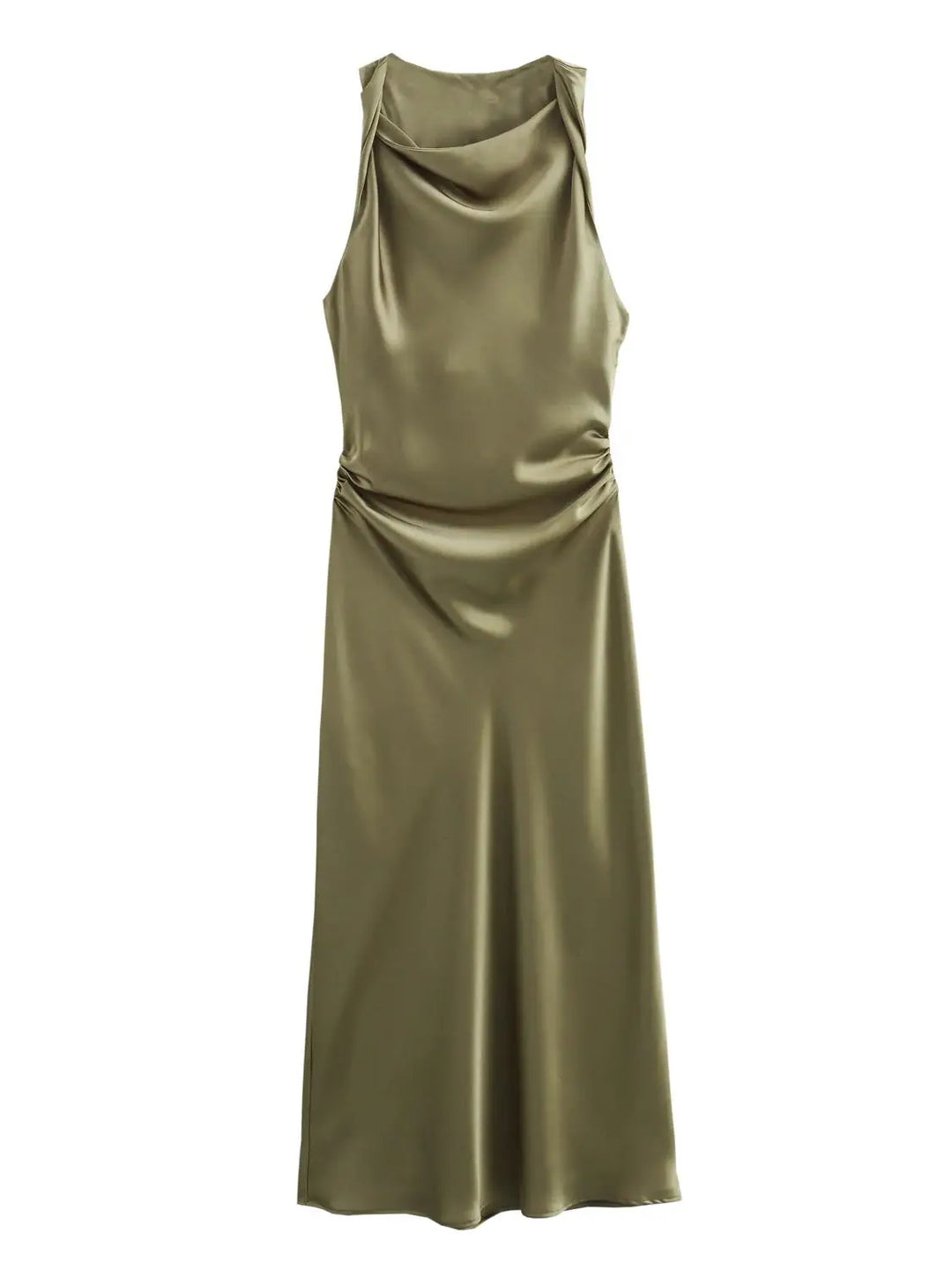 Women's Midi Dress Sleeveless Straight Cut Draping | Minimalist Design