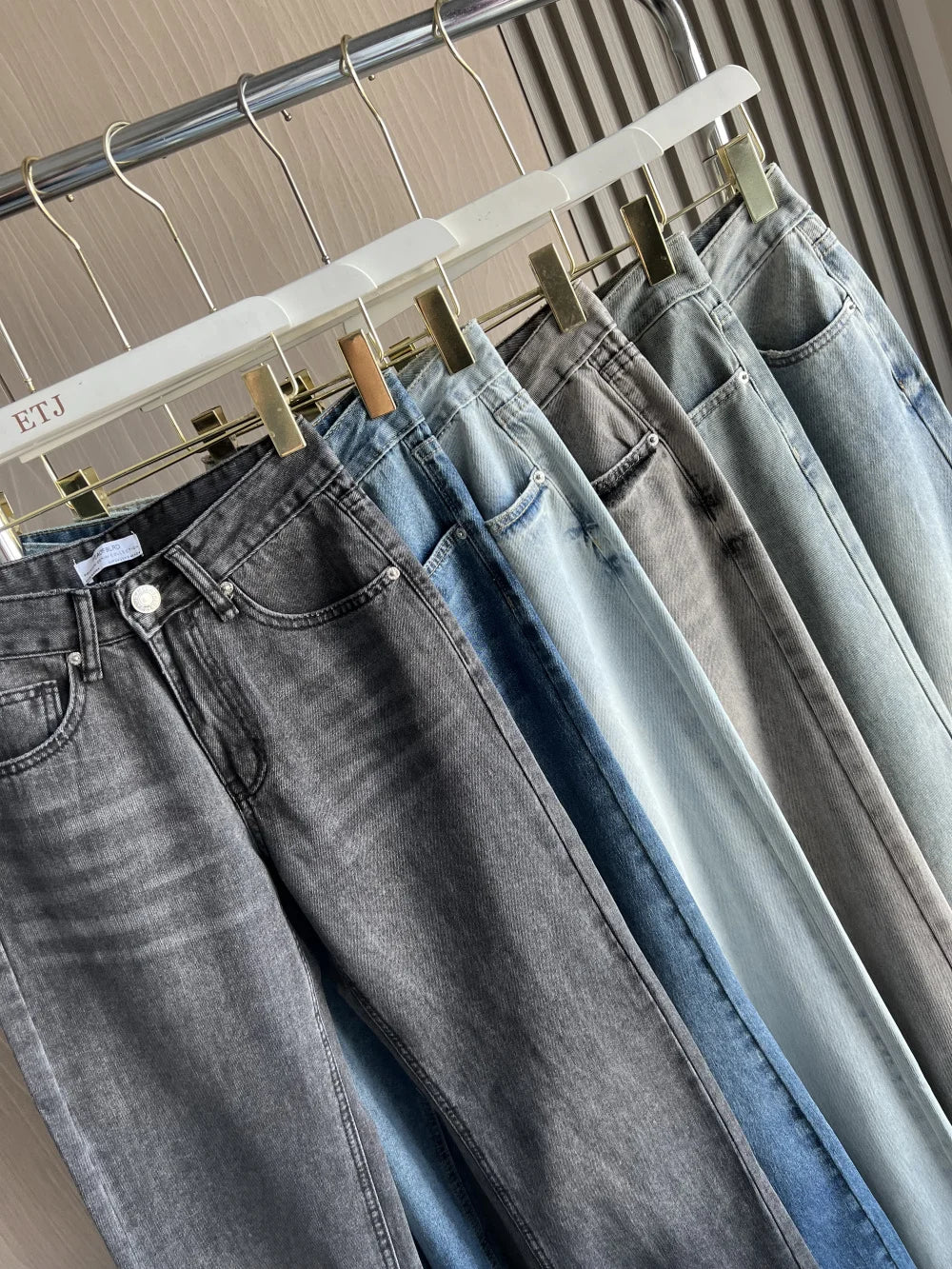 Damskie Wysoki Stan Szeroka Nogawka Spodnie Casual | Prosty Krój