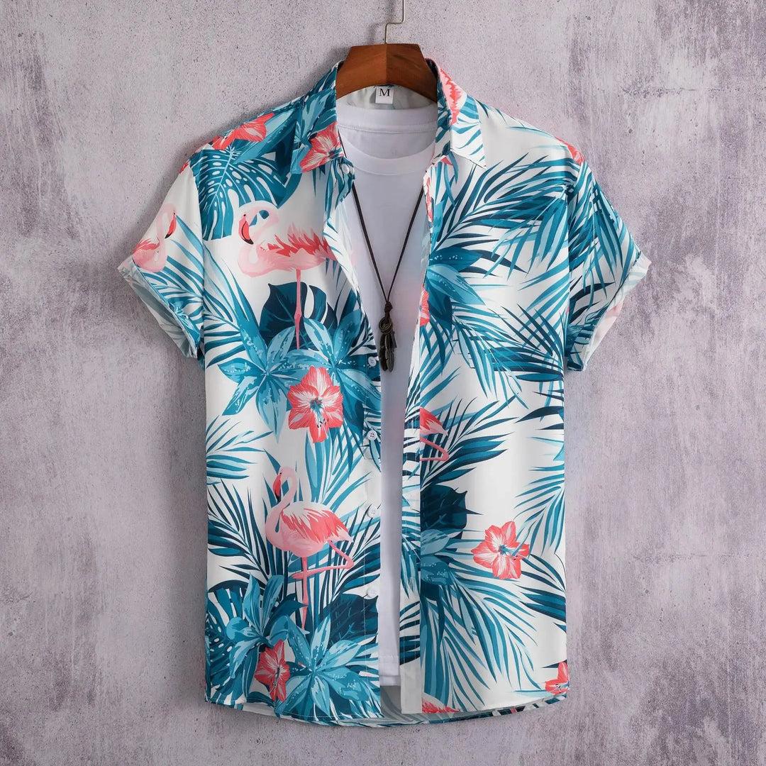 Norbert | Men's Hawaiian Shirt with a Flamingo Pattern and a Relaxed Fit