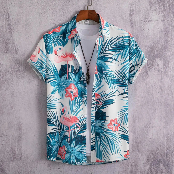 Norbert | Men's Hawaiian Shirt with a Flamingo Pattern and a Relaxed Fit