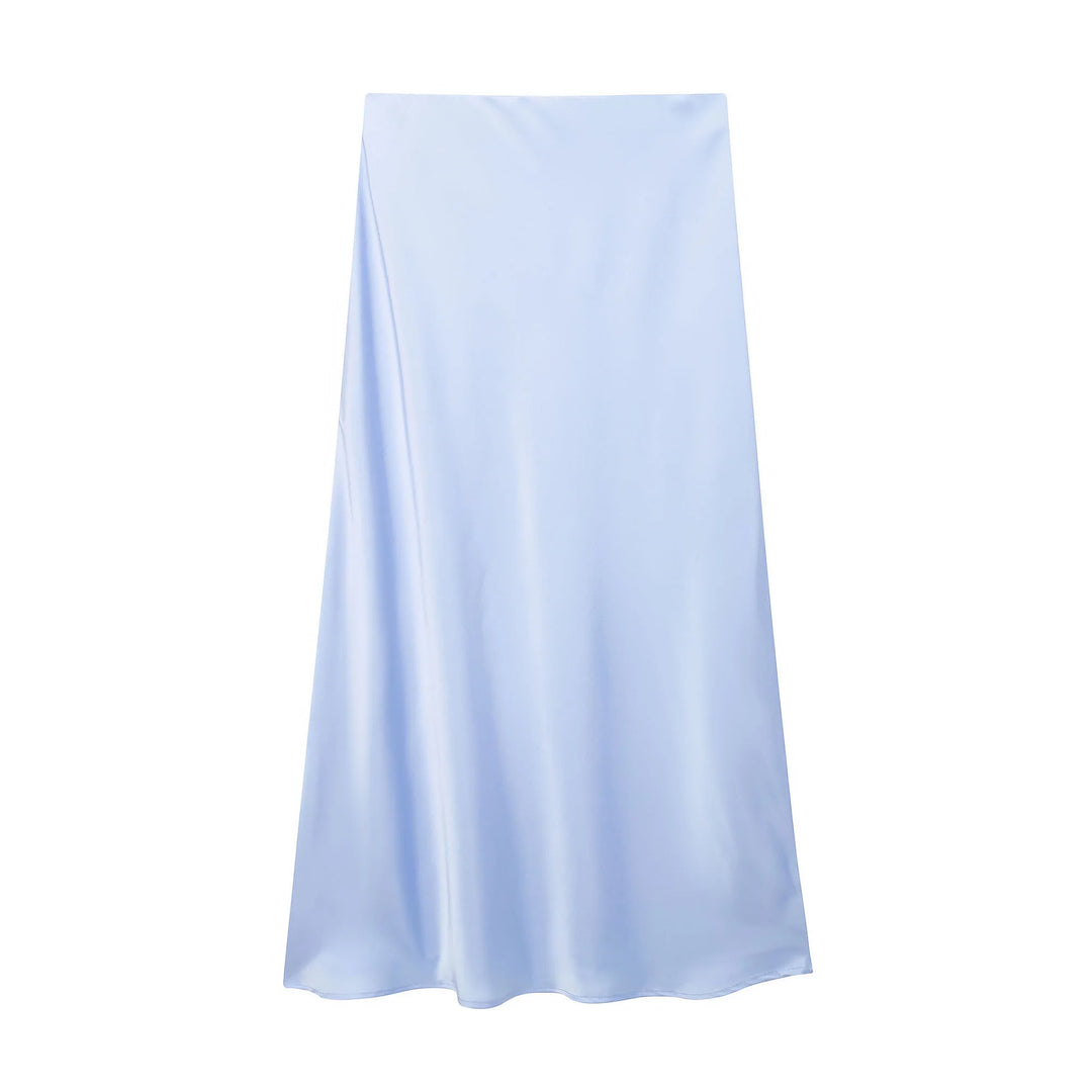 Women's High Waist Flared A-Line Solid Color Skirt | Midi
