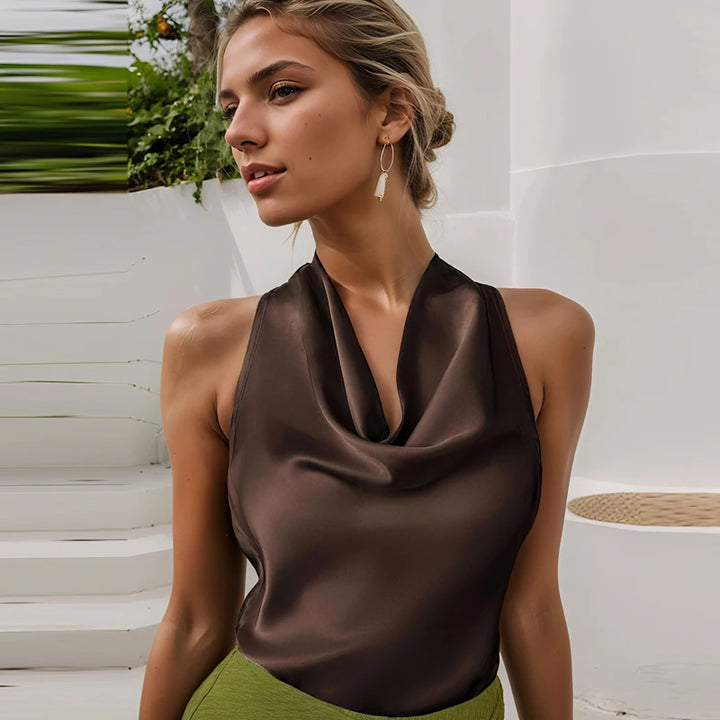 Women's Draped Halter Neck Sleeveless Top | Halter