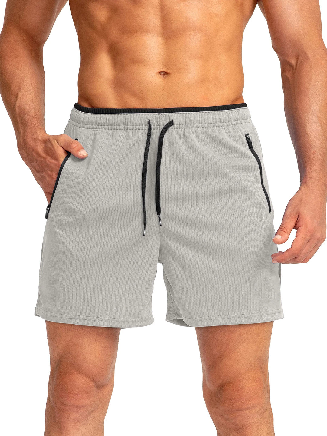 Men's Sports Shorts with Drawstring and Zipper Pockets | Athletic Fit