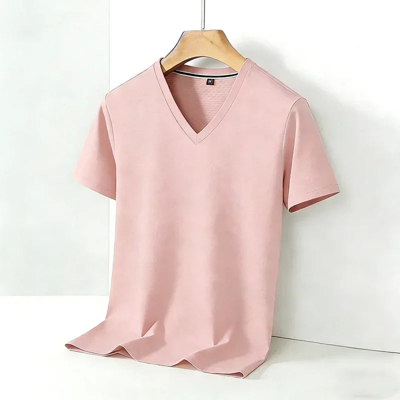 Męski Basic T-Shirt z Dekoltem V i Krótkim Rękawem | Regularny Krój