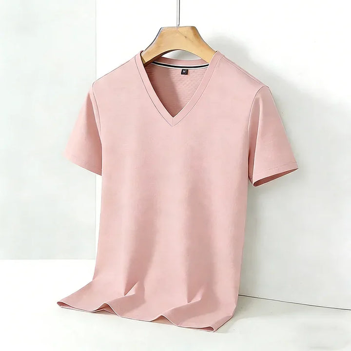 Męski Basic T-Shirt z Dekoltem V i Krótkim Rękawem | Regularny Krój
