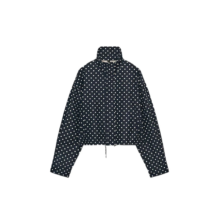 Women's Polka Dot Long Sleeve Top and Shorts Two-Piece Set | High Neckline