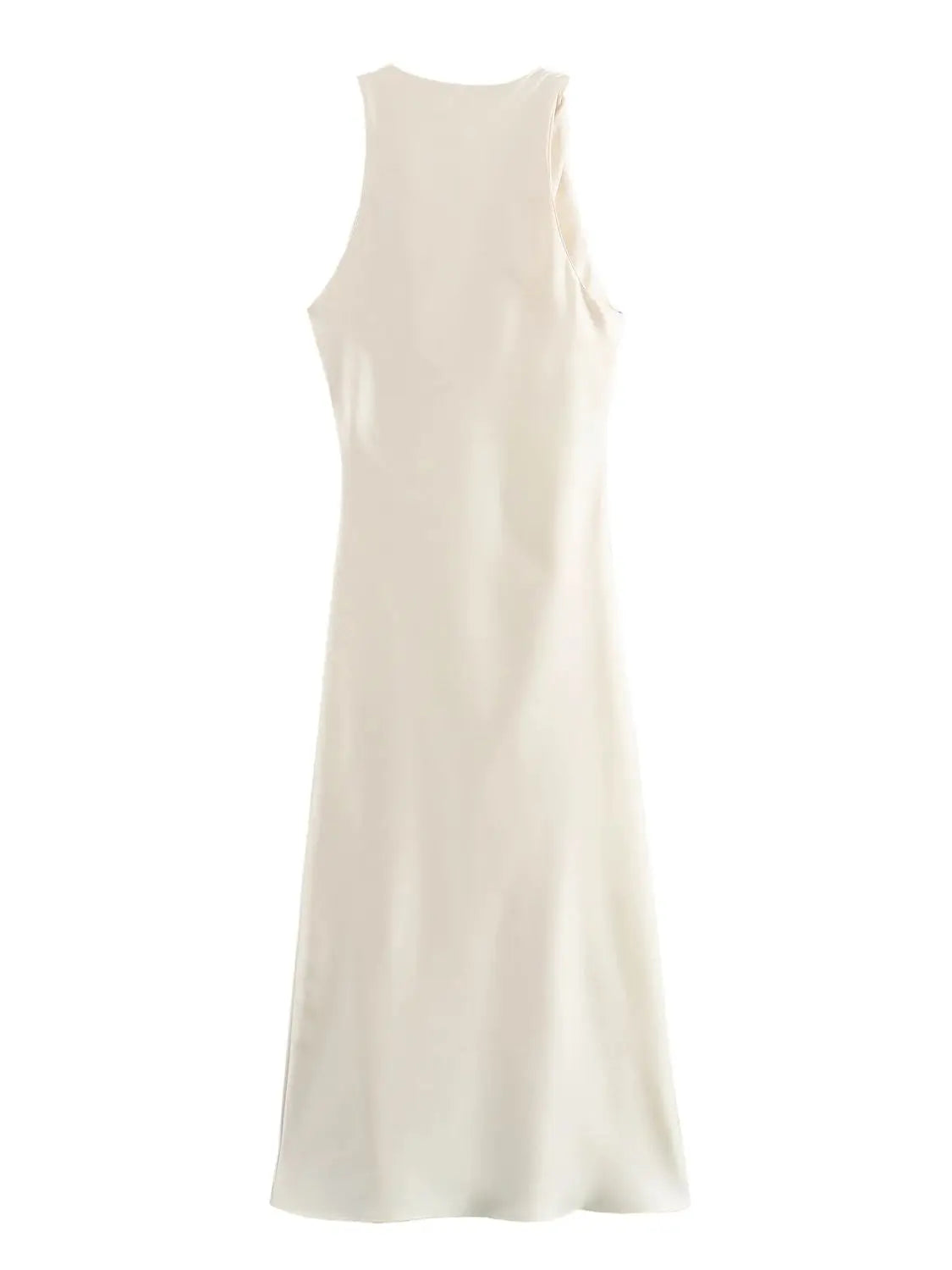 Women's Midi Dress Sleeveless Straight Cut Draping | Minimalist Design