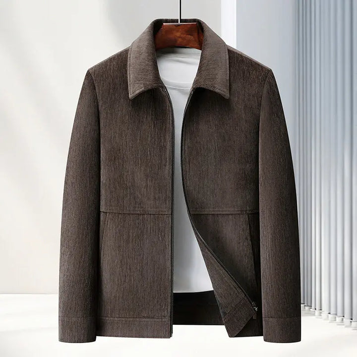 Men's Long Sleeve Jacket with Zipper and Turn-Down Collar | Casual Outerwear