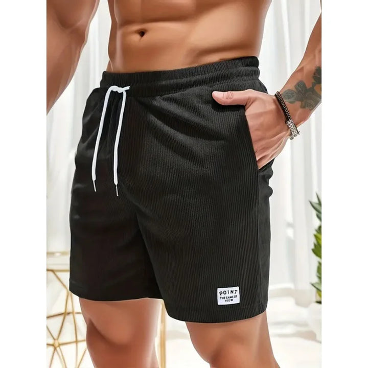 Cezary | Men's short corduroy shorts with drawstring