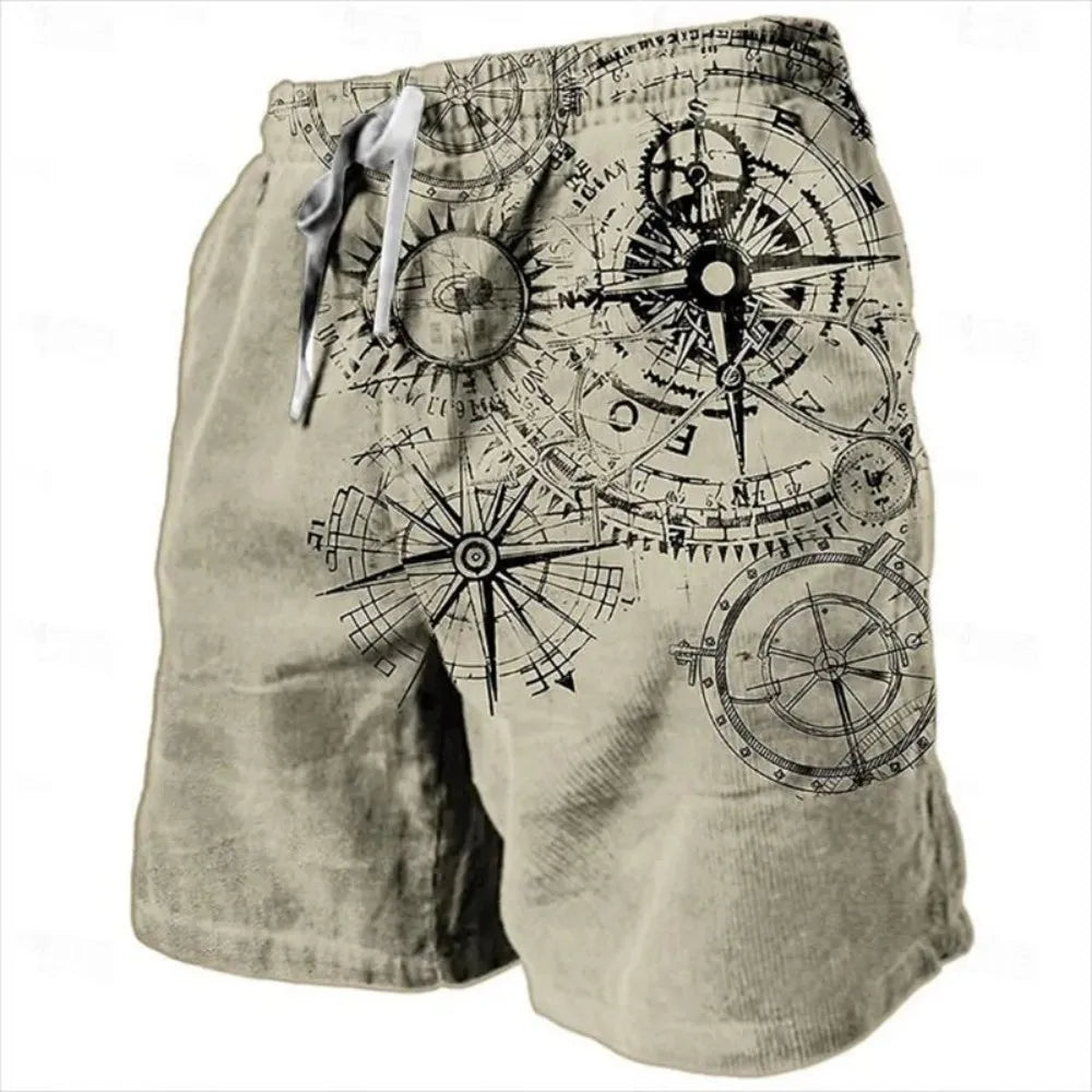 Wacław | Men's beach shorts with compass print