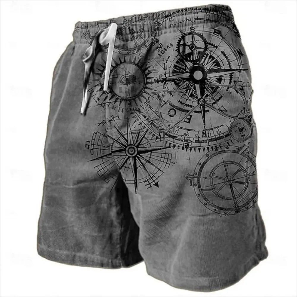 Wacław | Men's beach shorts with compass print