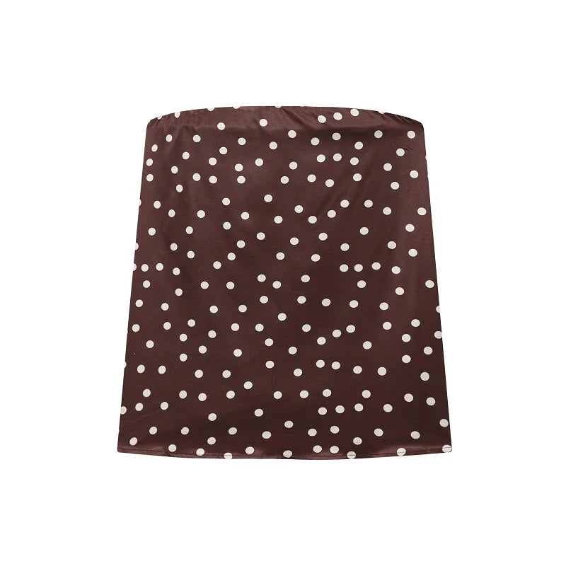 Women's Polka Dot Bandeau Top and Flared Pants Two-Piece Set | Fitted Style