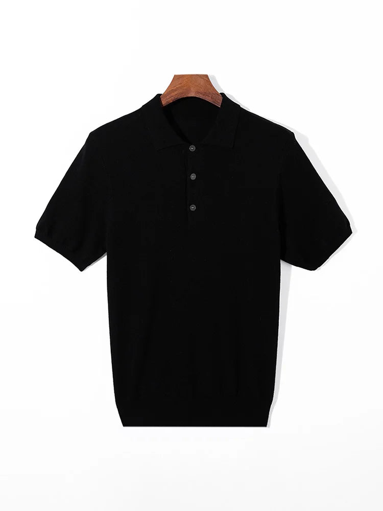 Męski Top Polo z Krótkim Rękawem, Guzikami i Wykładanym Kołnierzykiem | Elegancki Styl