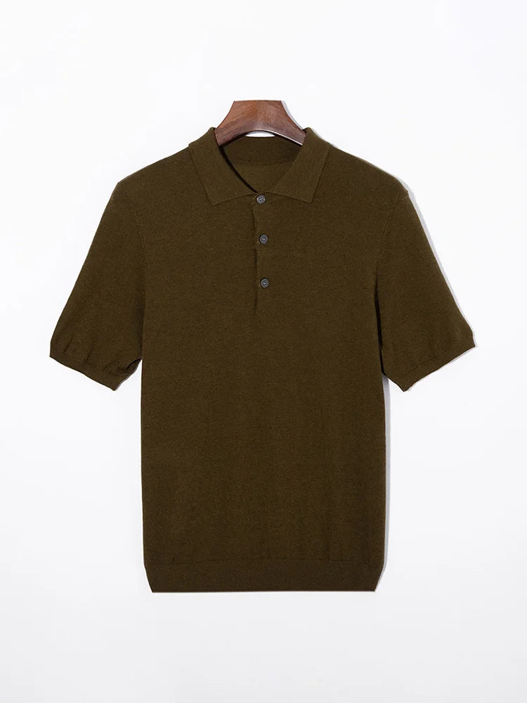 Męski Top Polo z Krótkim Rękawem, Guzikami i Wykładanym Kołnierzykiem | Elegancki Styl