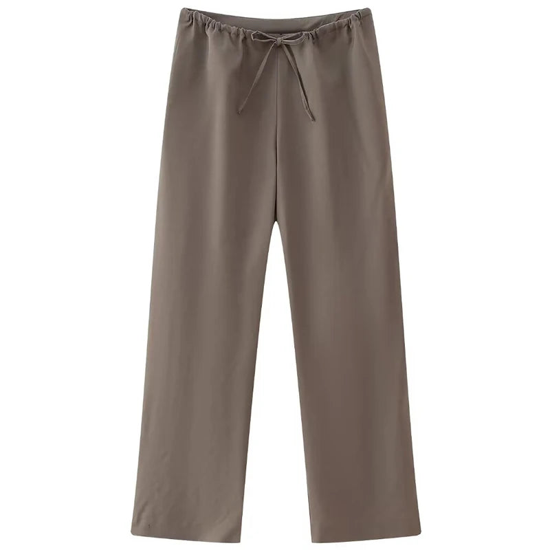 Women's Asymmetric Bra Top and Straight-Leg Pants Two-Piece Set | Minimalist Look