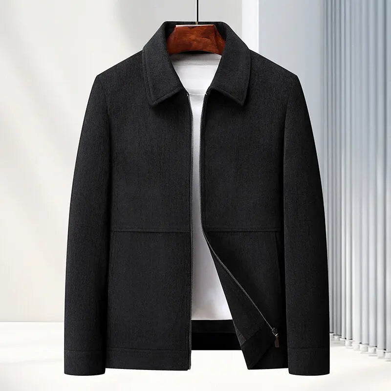Men's Long Sleeve Jacket with Zipper and Turn-Down Collar | Casual Outerwear