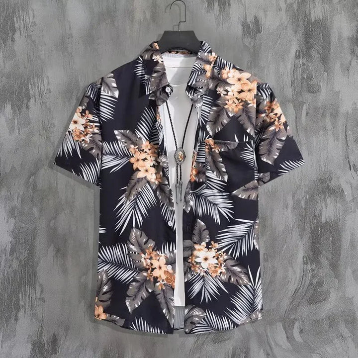 Krzysztof | Men’s Hawaiian Shirt with a Tropical Floral Pattern and a Loose Fit