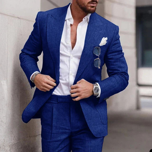 Męski Garnitur Ślubny Slim Fit Jednorzędowy | Formalny