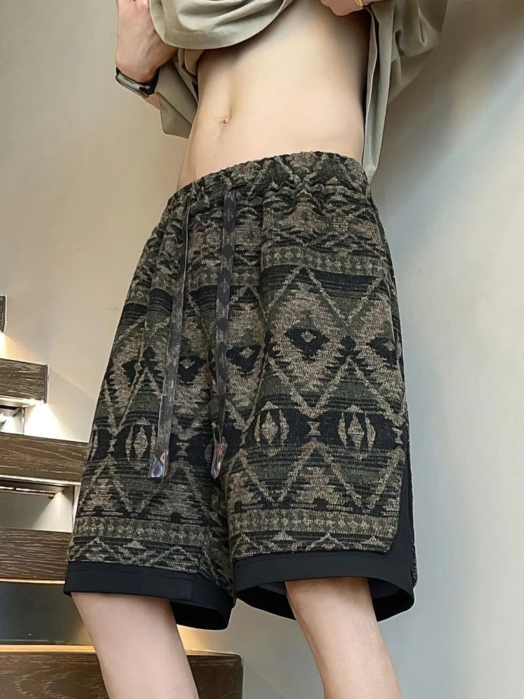 Gracjan | Men's oversized beach shorts with ethnic pattern