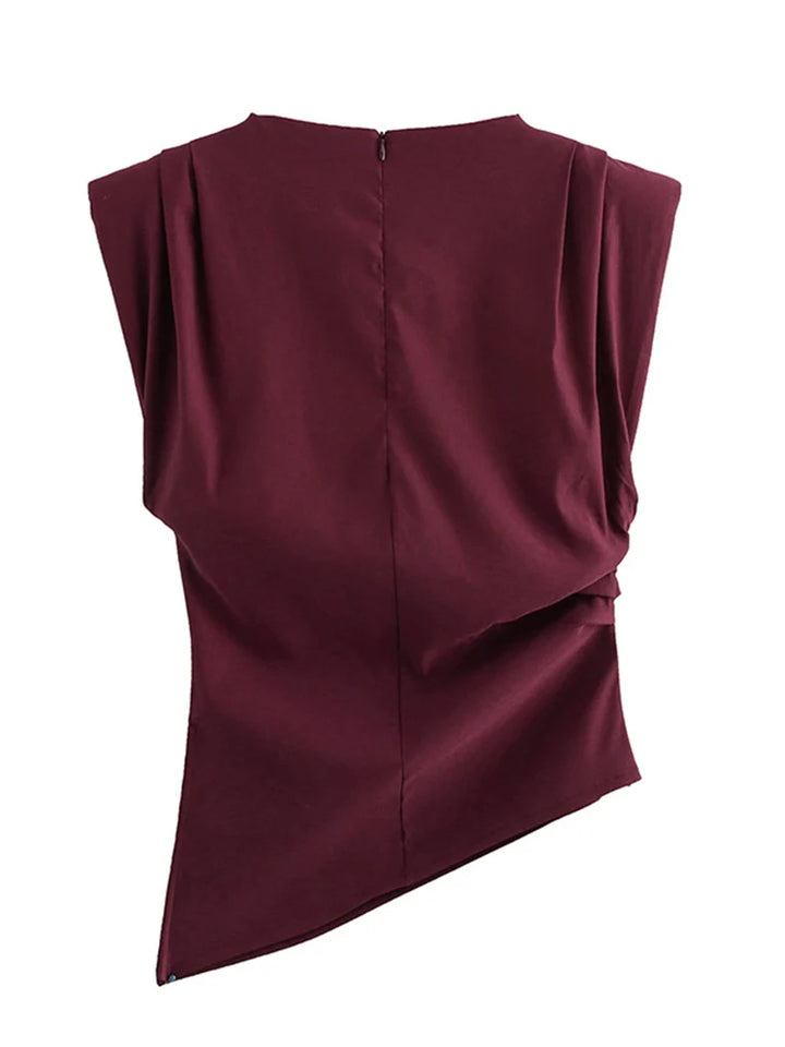 Damski Dopasowany Top Bez Rękawów z Szerokimi Ramionami | Styl Minimalistyczny