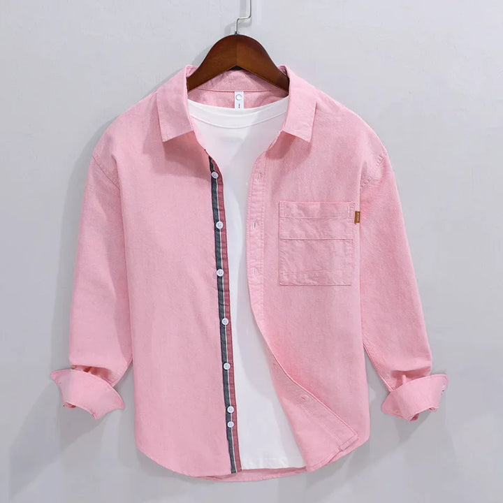 Męska Koszula z Długim Rękawem i Kieszenią na Piersi | Streetwear