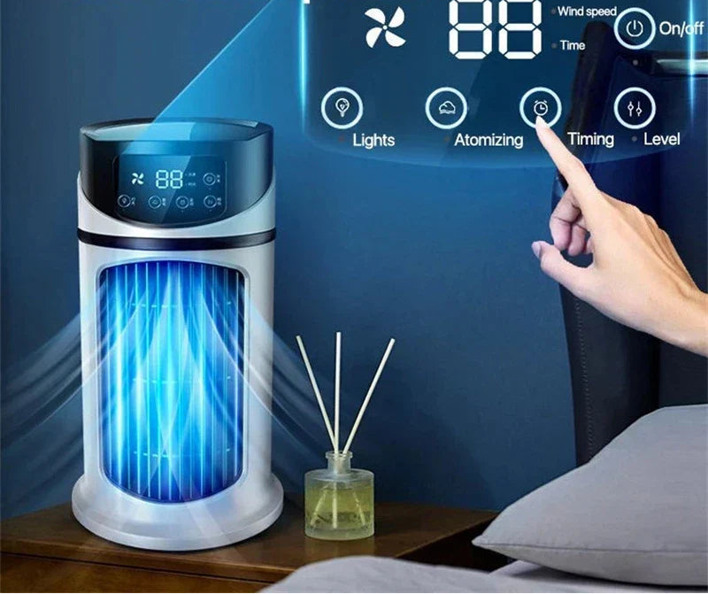 Mini Klimatyzer z Nawilżaczem | Wielofunkcyjne Urządzenie Chłodzące | Wyświetlacz LED | Do Domu i Biura