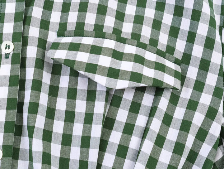 Women's Plaid Shirt Dress with Short Sleeves and Pockets | Waist Belt