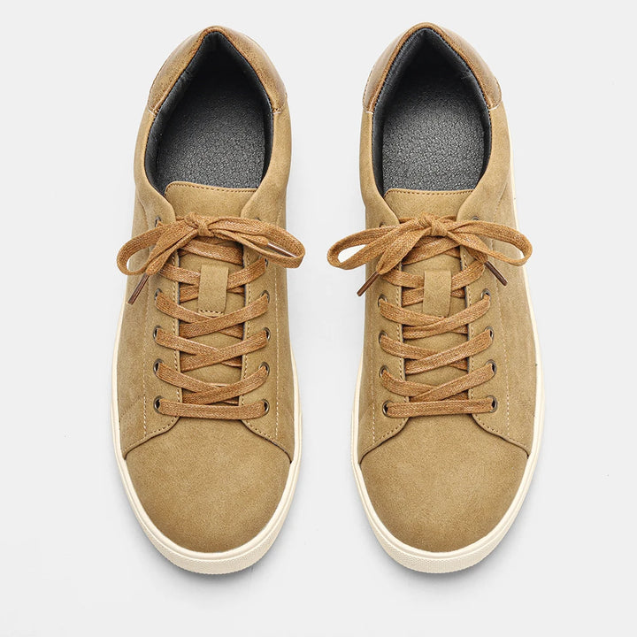 Men's Minimalist Lace-Up Sneakers with Contrasting Sole | Casual Fit