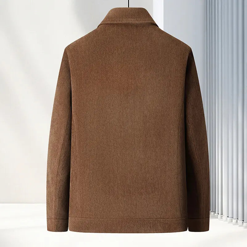 Men's Long Sleeve Jacket with Zipper and Turn-Down Collar | Casual Outerwear