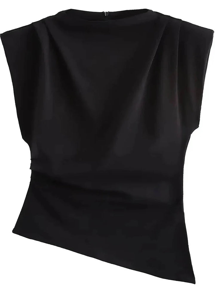 Damski Dopasowany Top Bez Rękawów z Szerokimi Ramionami | Styl Minimalistyczny