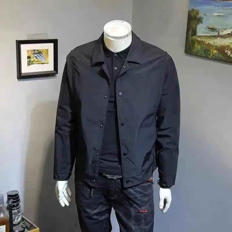Men's Long Sleeve Jacket with Buttons and Foldable Collar | Regular Fit