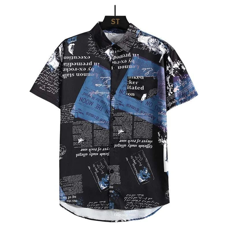 Miłosz | Men's set with printed shirt and shorts