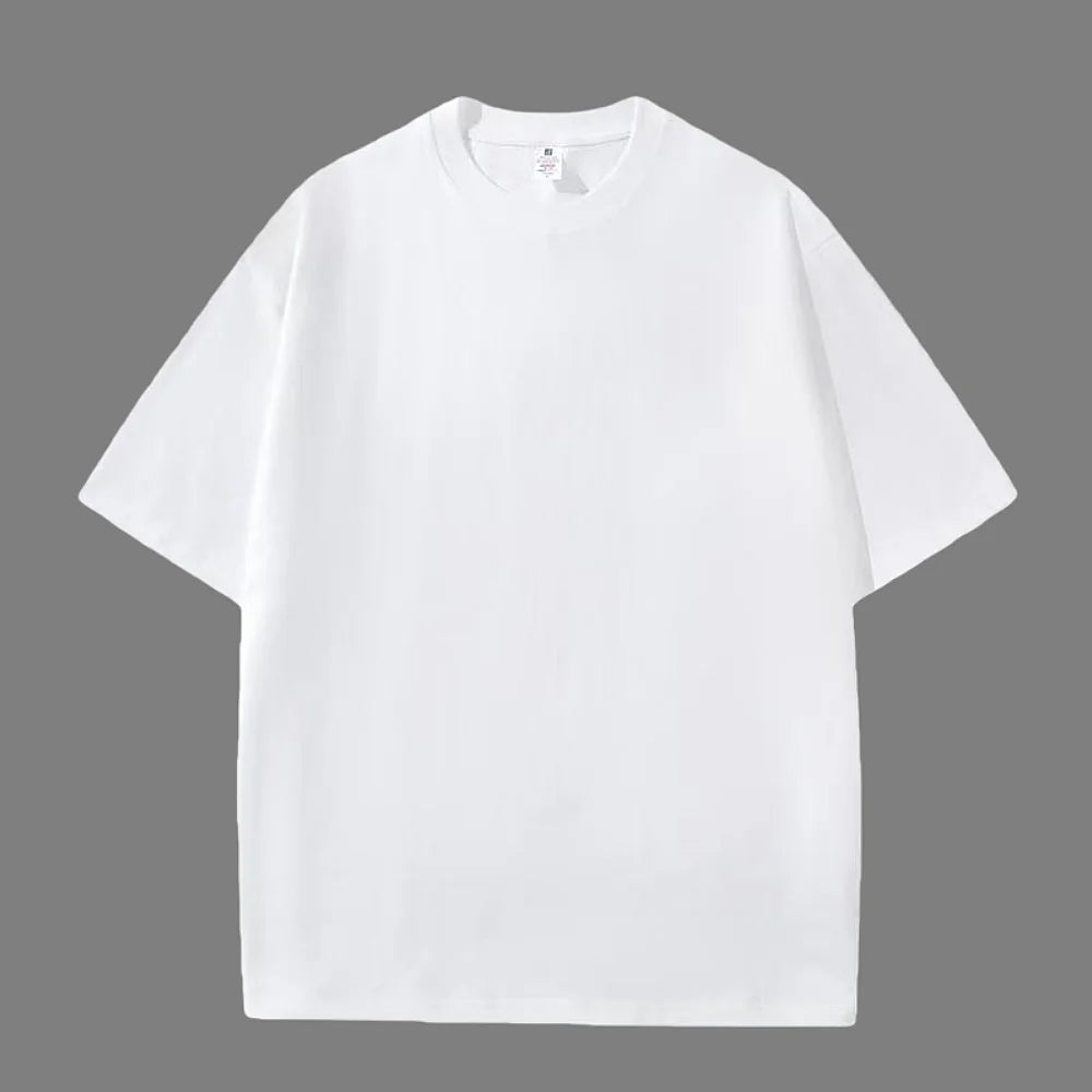 Męski Oversize T-Shirt Casual z Okrągłym Dekoltem i Krótkim Rękawem | Opuszczone Ramiona