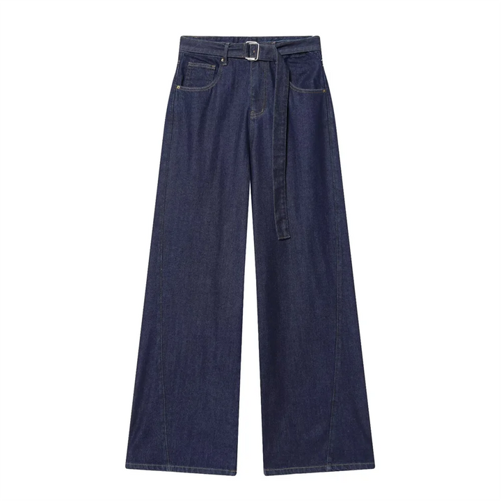Women's High Waist Belt Wide Leg Pants | Straight Cut