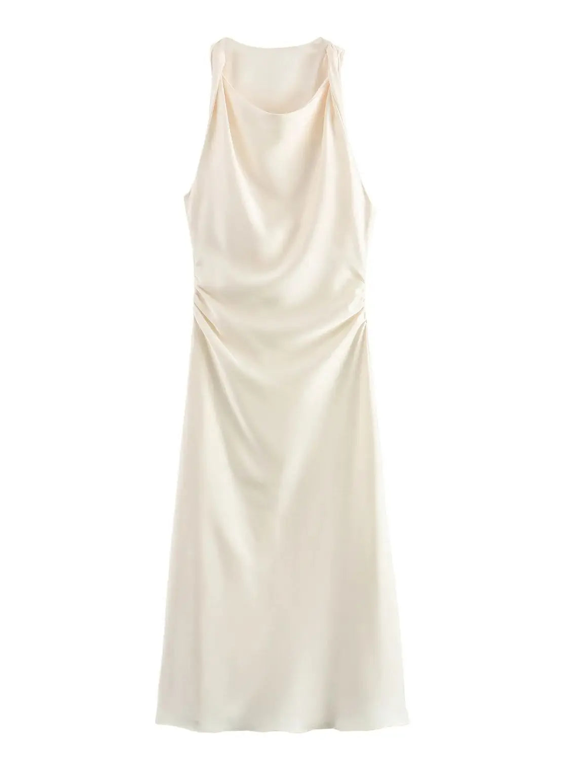 Women's Midi Dress Sleeveless Straight Cut Draping | Minimalist Design