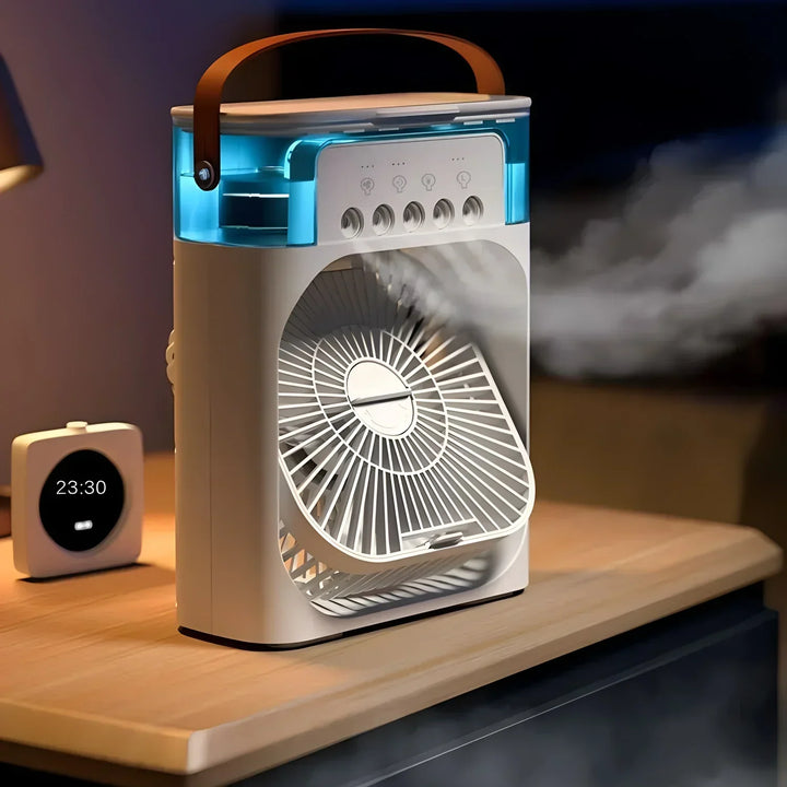 Portable Fan | Battery-Powered Desk Fan | Adjustable Fan Head | LED Lighting Function