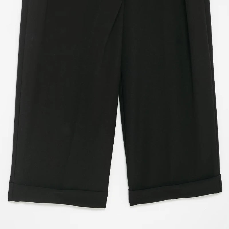 Women's High Waist Pull-On Front Wide Leg Pants | Slim Fit
