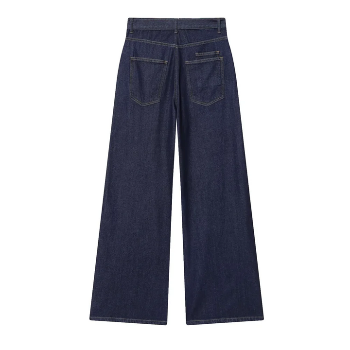 Women's High Waist Belt Wide Leg Pants | Straight Cut