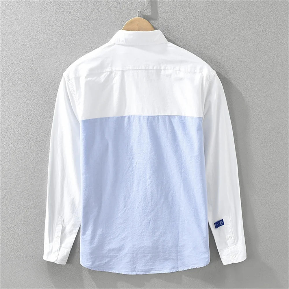 Męska Koszula Color Block na Guziki | Nowoczesny Casual